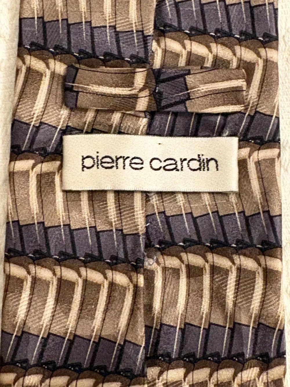 Vintage Pierre Cardin 100% Silk Geometric Pattern Wide Necktie
